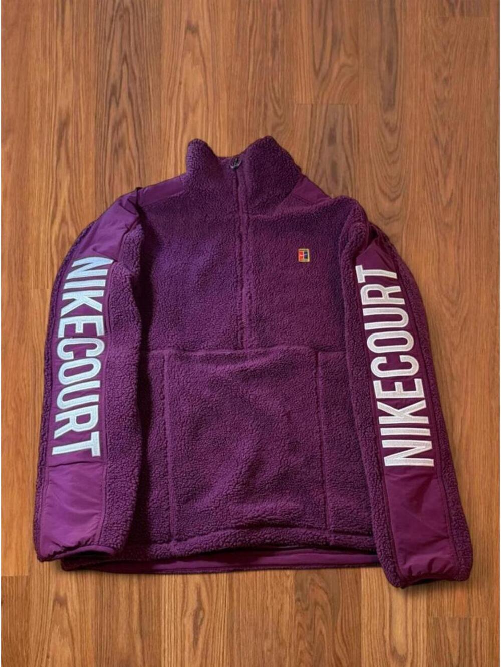 Vintage NikeCourt Purple Fleece Quarter Zip Jacket Mens Medium Tennis Athletic
